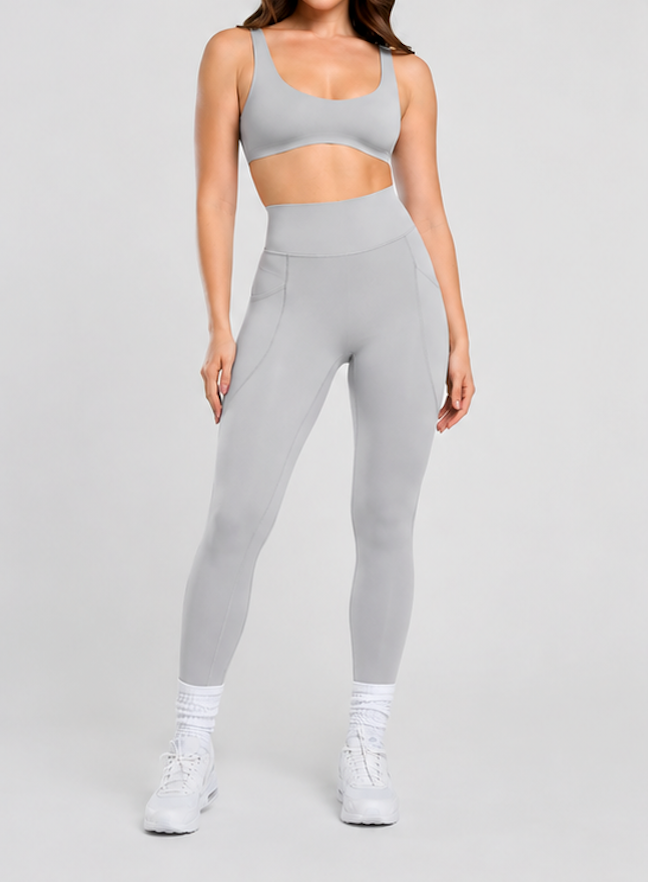 Leggings with built in panty - Light Grey - alternate view