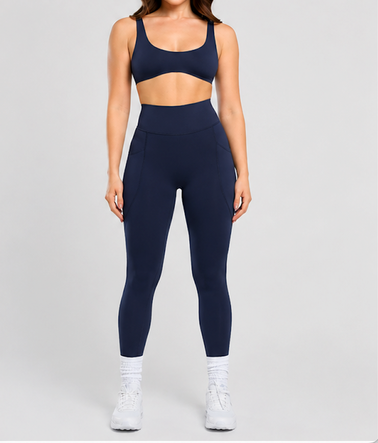 Leggings with built in panty - Navy Blue - alternate view